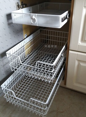 派雅家居 不锈钢蔬果拉篮厨房抽屉拉篮 定制厨房平篮调味篮工具篮