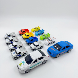 乐哉文艺车队儿童仿真滑行精致耐摔塑胶益智警车皮卡小玩具车组合