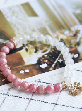 维尼天然水晶红纹石月光石手链女糖果冰种14k挂饰挂饰不过敏