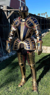 海外代购Armor◇手作中世纪德国金色蚀刻盔甲骑士可穿戴铠甲套装