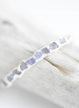爱沙尼亚代购Tanzanite◇手作复古天然坦桑石镶嵌纯银24K镀金戒指