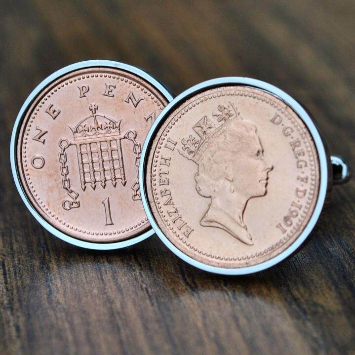英国代购Lucky◇手作幸运一便士硬币生日礼物周年纪念男士袖扣