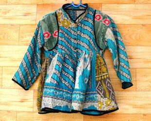 Jacket㊣印度代购 手作迷人复古印花纽扣棉质外套民族服装