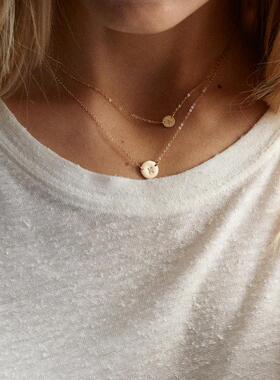 小圆盘定制纪念字母符号刻字项链