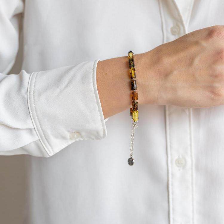 立陶宛代购Bracelet ▼手作优雅波罗的海琥珀925银女士可调节手链