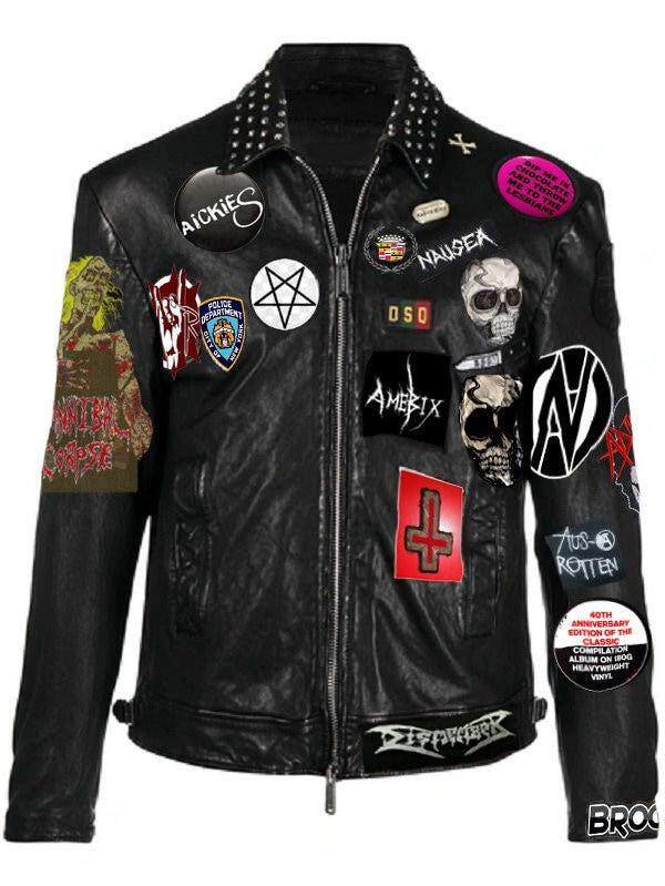 泰国代购Biker◇手作哥特骷髅补丁铆钉摩托车机车真皮夹克皮衣