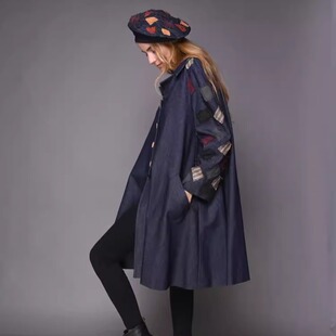 亚麻补丁装 手作趣味个性 饰超大牛仔夹克外套 Jacket㊣ 海外代购