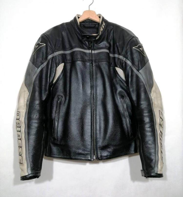 西班牙代购Rare◇古着收藏经典牛皮摩托车保护男士机车夹克皮衣