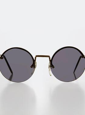 圆形嬉皮半框压纹镜架太阳眼镜