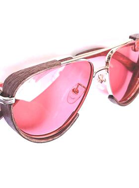 飞行员紫外线桃花心木太阳眼镜