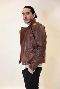 夹克皮衣 棕色皮革翻领真皮机车男士 英国代购 Biker◇手作复古经典