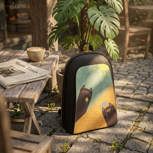 荷兰代购Backpack▽手作轻巧实用纯素人造革日用双肩背包印花书包