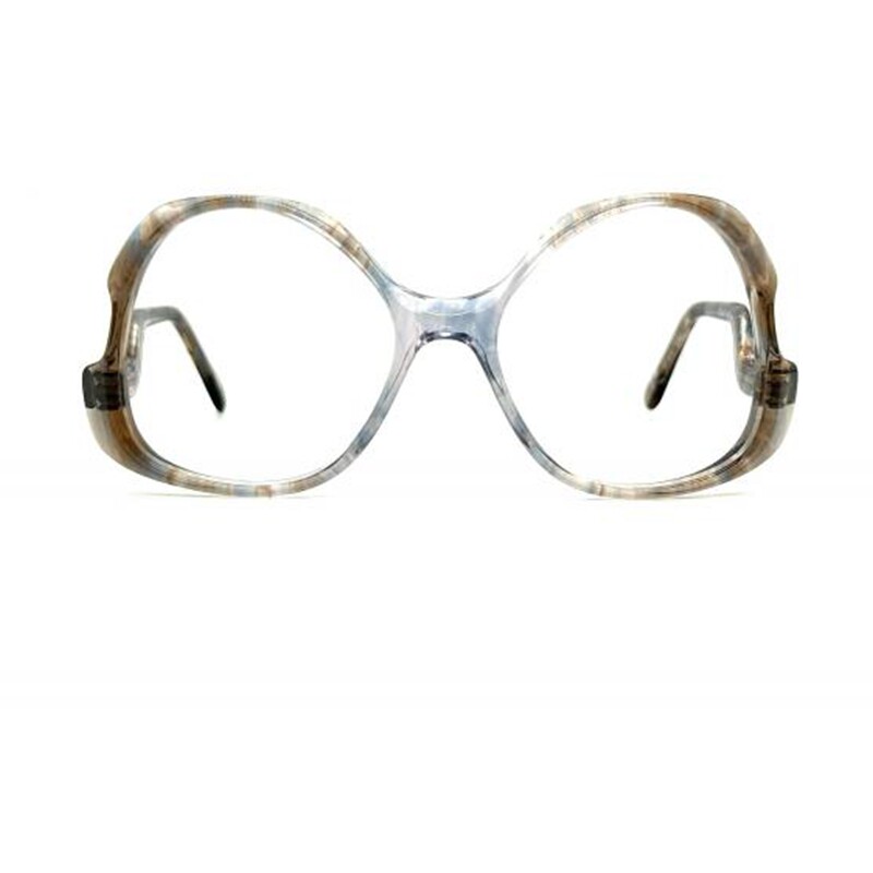 美国代购Oversized◇古着复古80年代圆形超大紫色灰色垂臂眼镜架