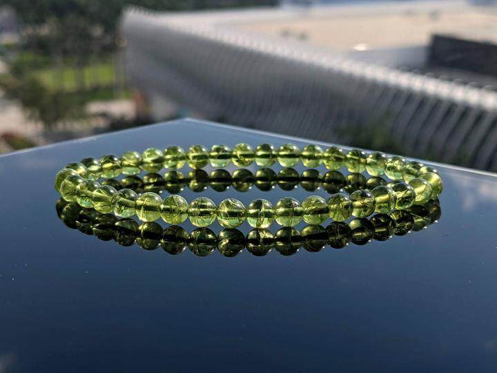 Peridot㊣美国代购 手作迷人美丽天然橄榄石珠子串珠弹力手镯手链