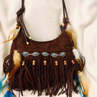 海外代购Fringe◇手作波西米亚流苏真皮羊皮麂皮绒面单肩斜挎包