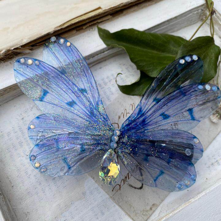 英国代购Faerie◇手作复古自然精灵之翼蝴蝶翅膀水晶点缀发夹发饰