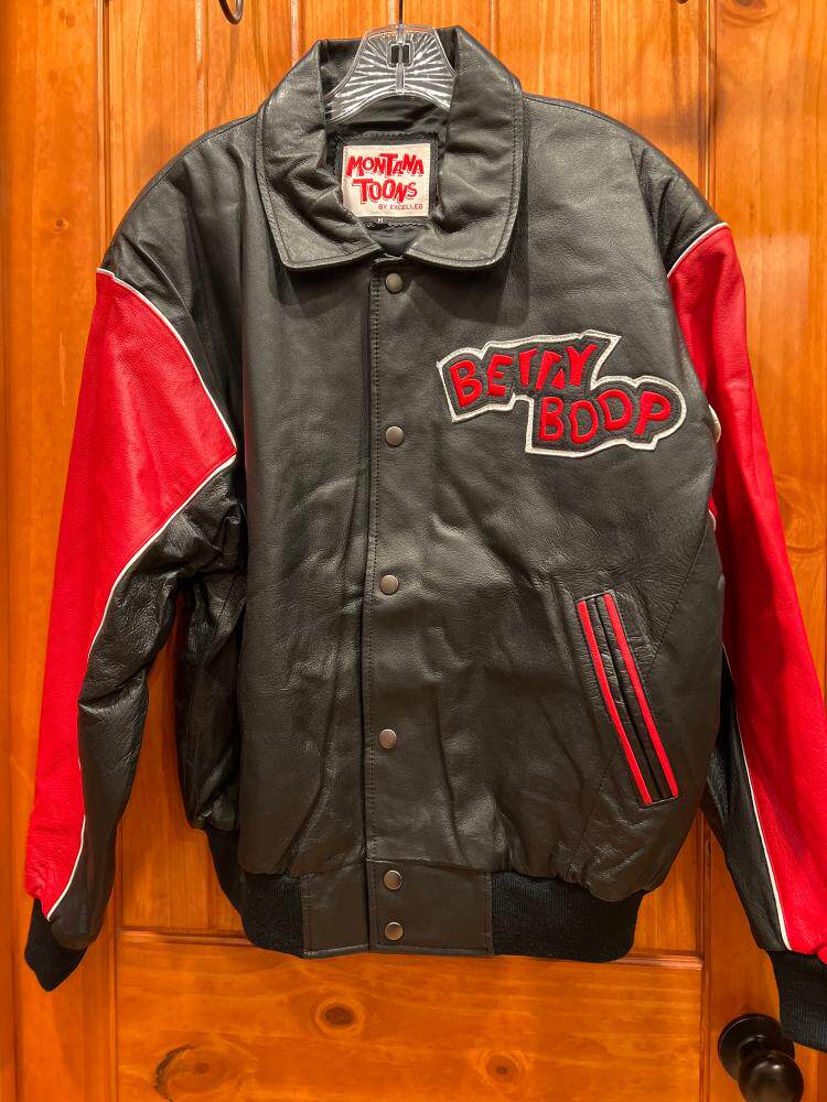 美国代购Bomber◇古着复古90年代卡通漫画人物真皮M码皮夹克皮衣