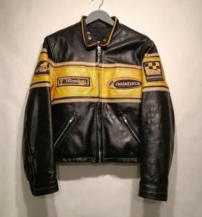 西班牙代购 Motorcycle◇古着复古90年代牛皮机车摩托车夹克皮衣