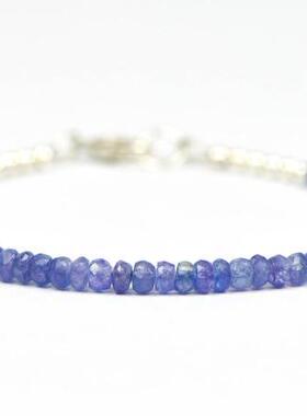 美国代购Tanzanite◇手作天然坦桑石紫色宝石薰衣草珠纯银手链