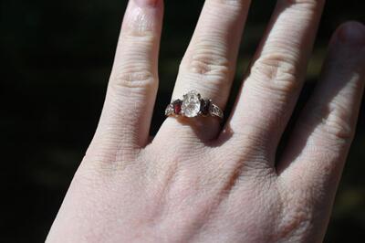 天然石榴石宝石周年纪念纯银戒指