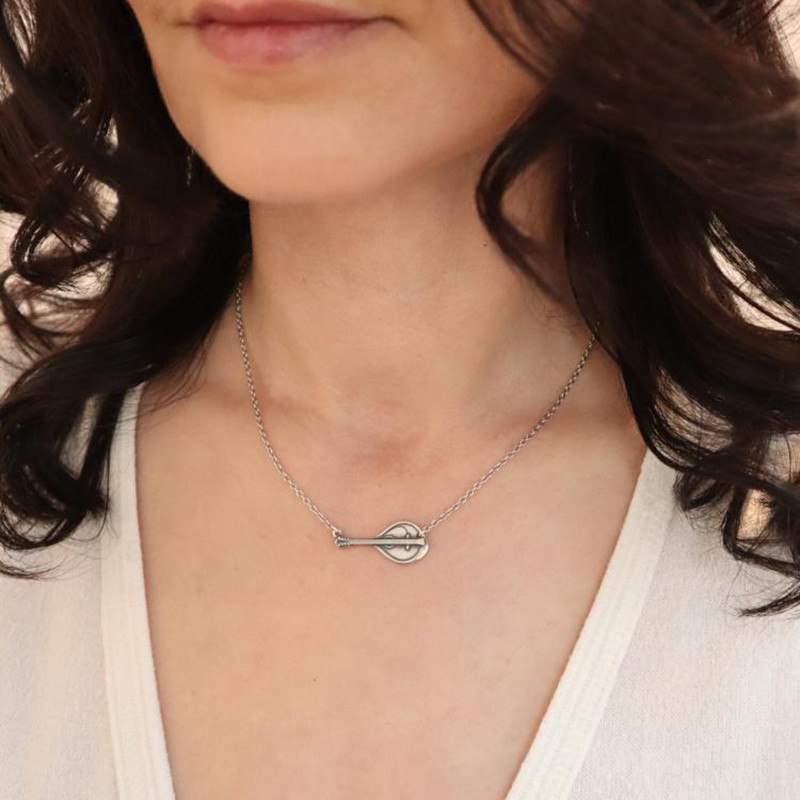 美国代购Mandolin◇手作复古小巧琵琶乐器音乐家礼物纯银饰面项链