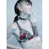 美国代购 Bra◇手作赛博朋克铆钉骷髅印花音乐节蹦迪内衣胸罩文胸