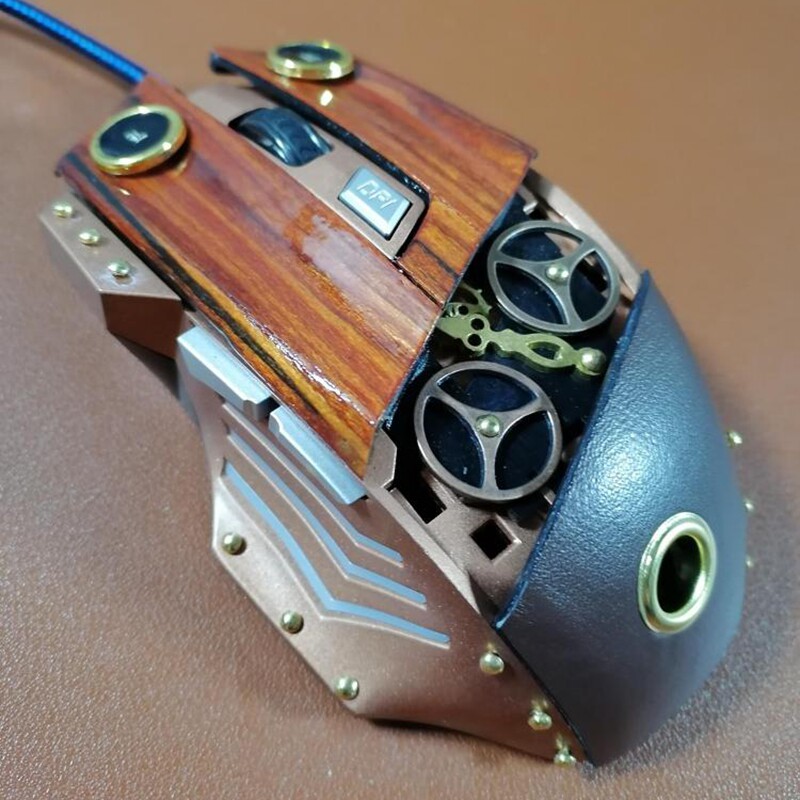 法国代购Gears◇手作复古蒸汽朋克齿轮金色饰面男士礼物有线鼠标