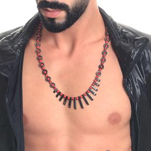 土耳其代购Purely▽手作时尚男士首饰天然白纹石和赤铁矿男士项链