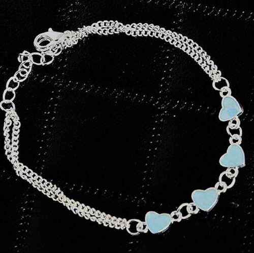 Anklet㊣美国代购 手作迷人美丽夜光发光爱心形沙滩可调脚链脚饰