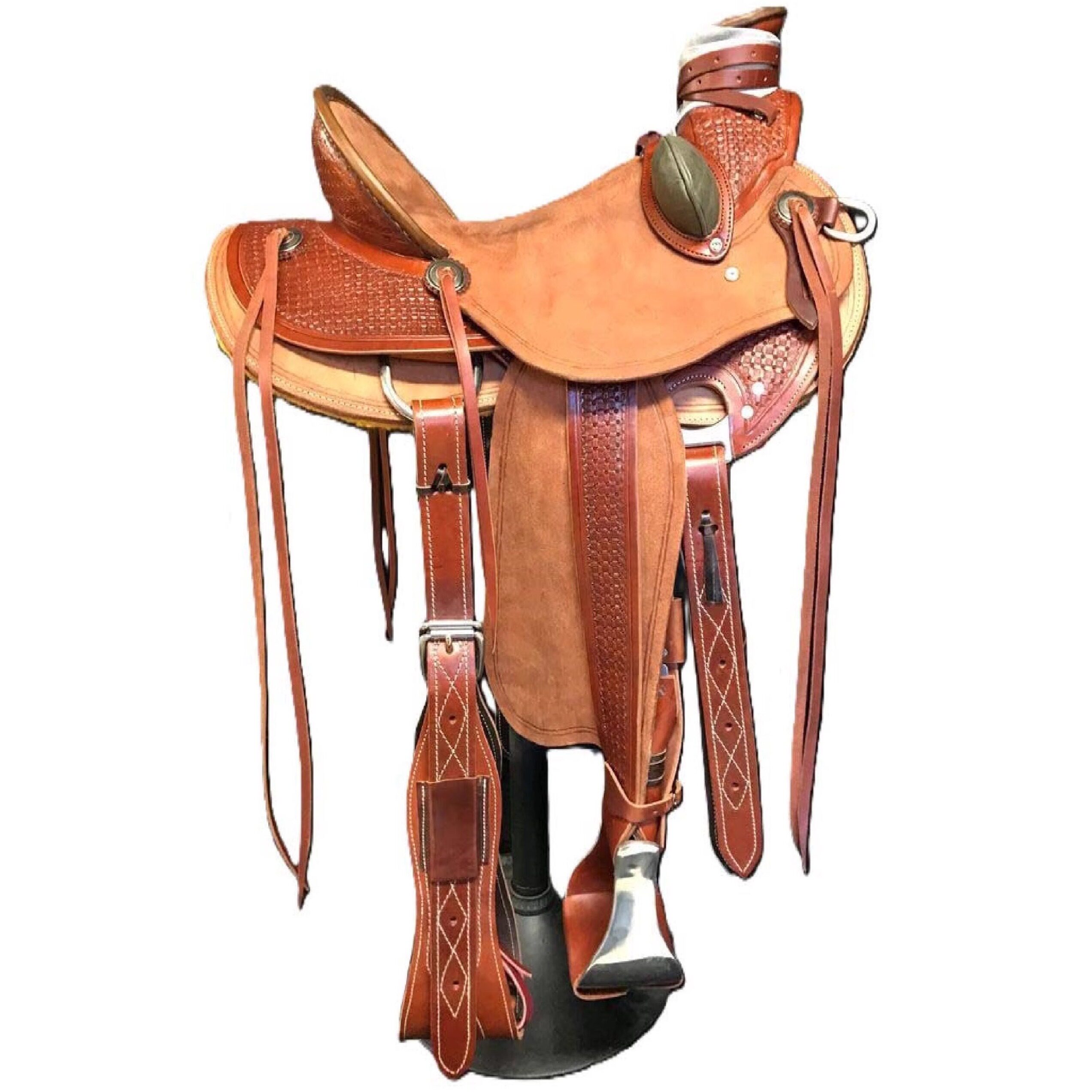海外代购Saddle◎手作定制雕刻热雕拼色优质真皮皮革西部牧场马鞍