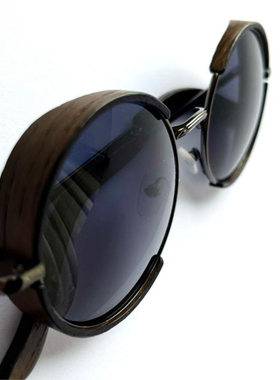 俄罗斯手作圆形橡木可拆框墨镜