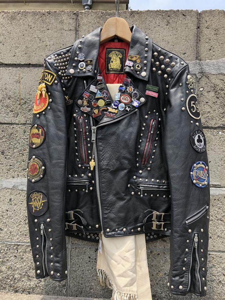 海外代购Patches∞手作时尚朋克补丁徽章铆钉真皮机车夹克皮衣