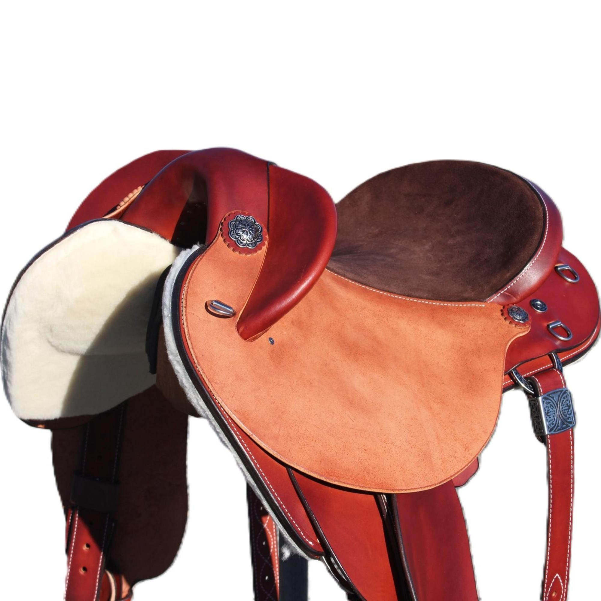 海外代购Suede◇手作棕色绒面革座椅金属扣柔软舒适真皮澳洲马鞍