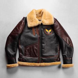 飞行员夹克皮衣 手作精致保暖真皮羊皮毛绒男士 海外代购 Jacket㊣