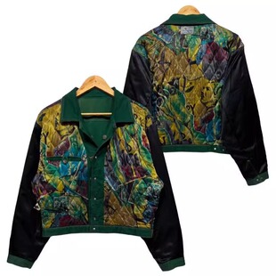海外代购 古着收藏抽象艺术彩色图案内衬翻领夹克短外套 Jacket㊣
