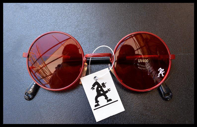 海外代购Retro◇古着1990年代复古经典圆形红色金属框架太阳眼镜