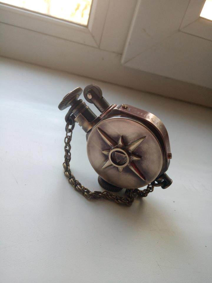 海外代购Lighter◇手作蒸汽朋克太阳黄铜圆形男士周年礼物打火机