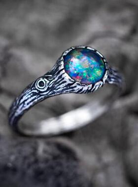 自然灵感树枝天然宝石镶嵌戒指