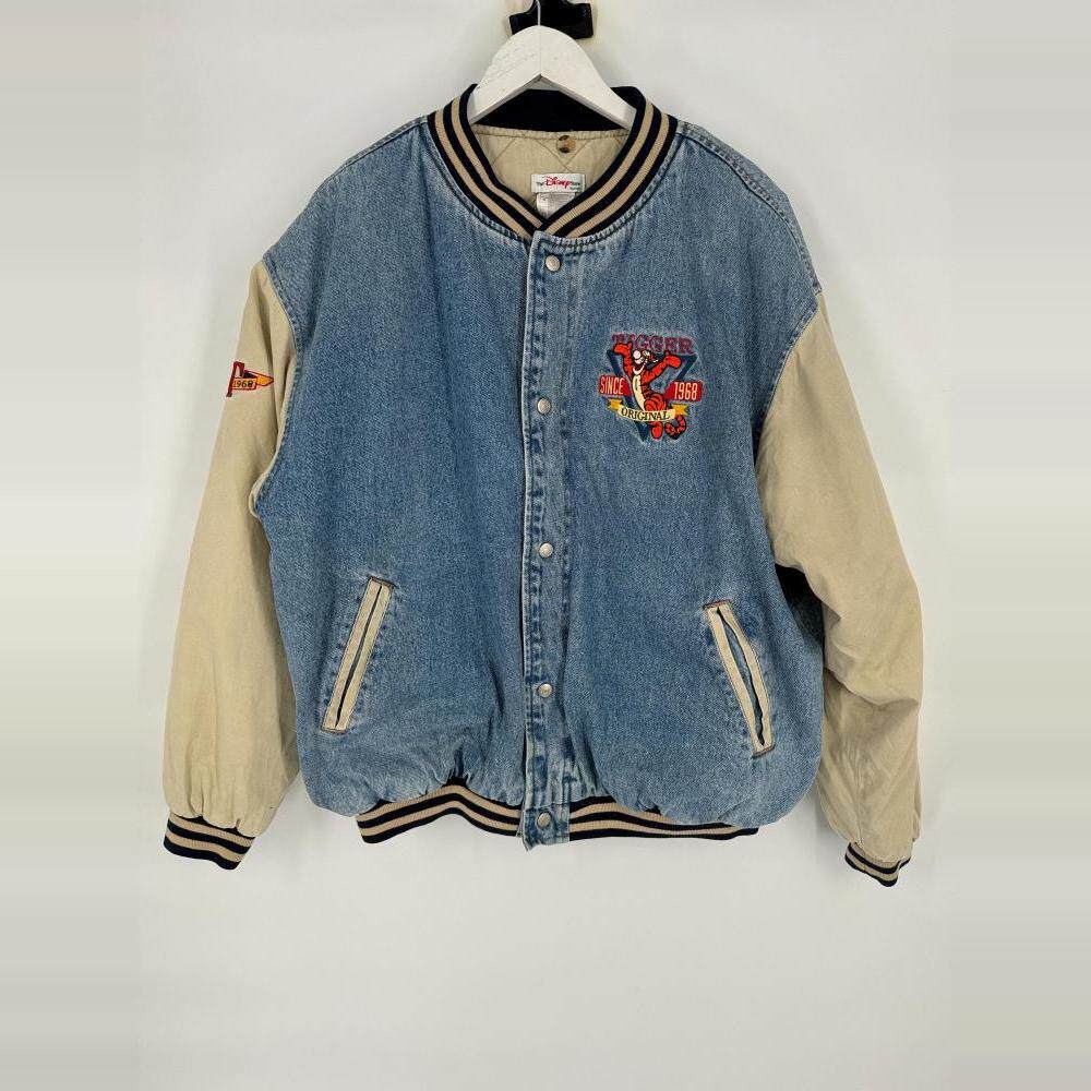 美国代购Jacket ▼古着复古 90 年代跳跳虎小熊维尼校队牛仔夹克