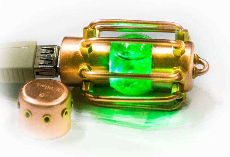 海外代购Glow◇手作蒸汽朋克LED灯黄铜男士礼物USB闪存驱动器U盘
