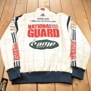 加拿大代购 古着收藏精致立领白色拼布刺绣赛车机车夹克 Jacket㊣