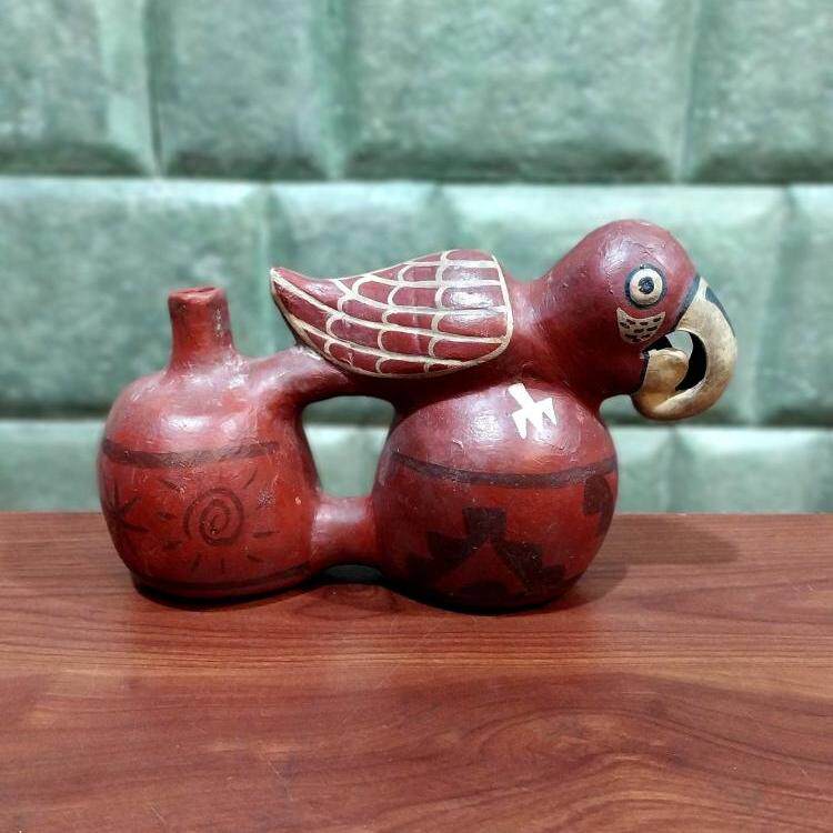 Whistle㊣秘鲁代购 手作迷人小鹦鹉设计印加文化水哨器皿哨子瓶