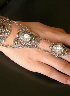 维多利亚水晶连指戒指新娘手链