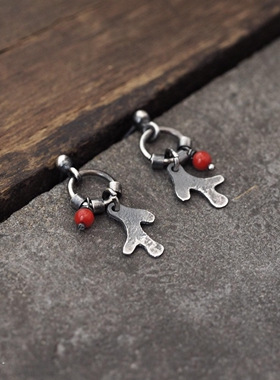 波兰代购Earrings◎手作浪漫精致红色宝石925氧化纯银耳饰耳环