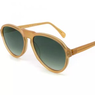 美国代购Glasses㊣ 古着80年代收藏蜜糖色镜框绿色飞行员太阳镜