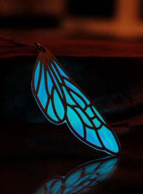 加拿大代购Butterfly◇手作蝴蝶翅膀彩虹蓝色套索童话夜光项链