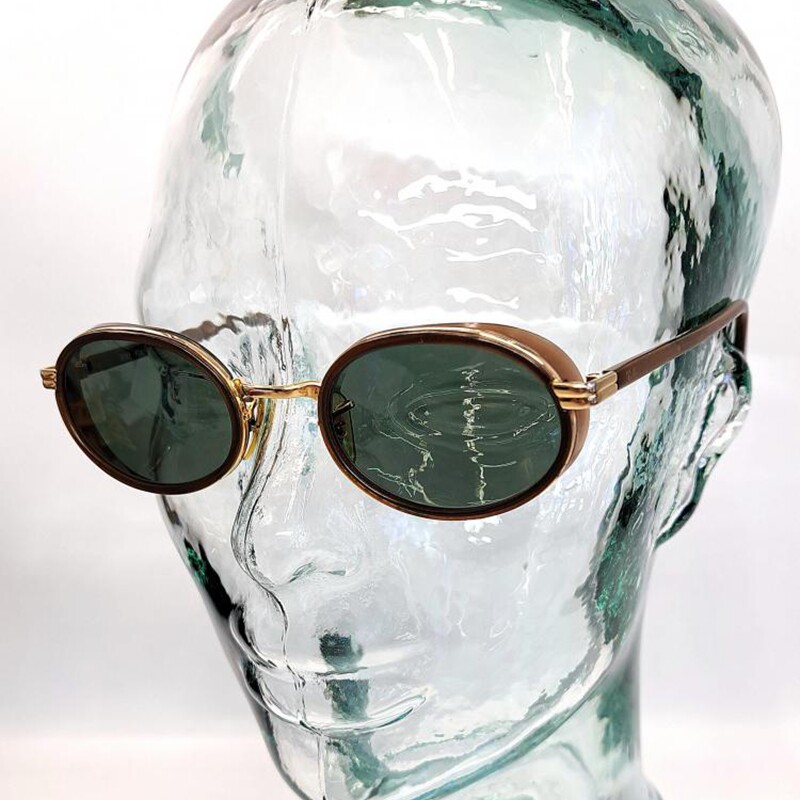 美国代购Goggles◇古着复古1990年代侧边护目镜棕色墨镜太阳眼镜