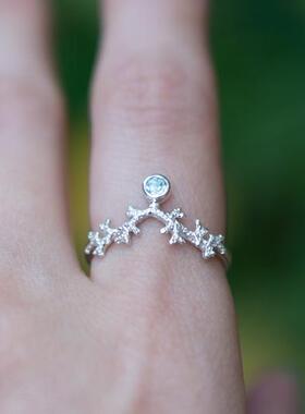 精灵王冠美人鱼蓝色托帕石戒指