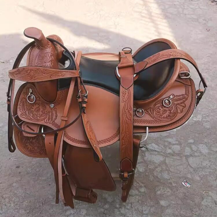 印度代购Leather◎手作精致花卉马具套装优质羊毛垫底皮革马鞍