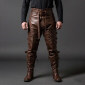 文艺复兴朋克扣带裤 真皮长裤 Medieval▽手作中世纪风格 加拿大代购